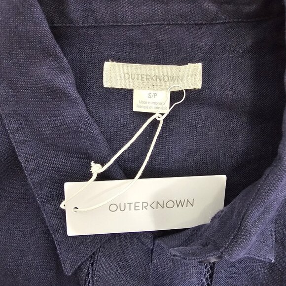Outerknown Shirt Dress Womens Small Linen Long Sleeve Pockets Organic Cotton - Picture 2 of 9